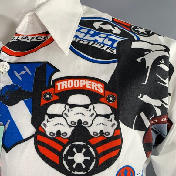 M Star Wars White Multi Color Print Cotton Long Sleeve Shirt - Picture 2 of 6